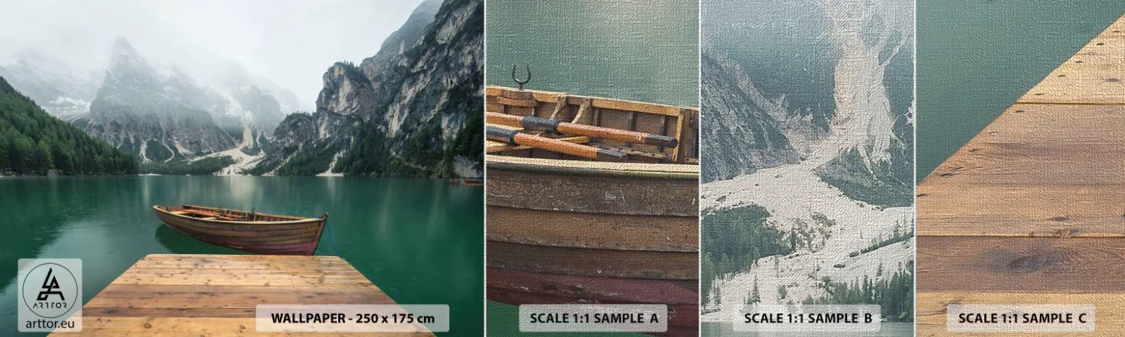 Muestra de fotomural Premium Canvas - Paisaje inolvidable - Paisaje, Montañas, Lago - 100x30 cm