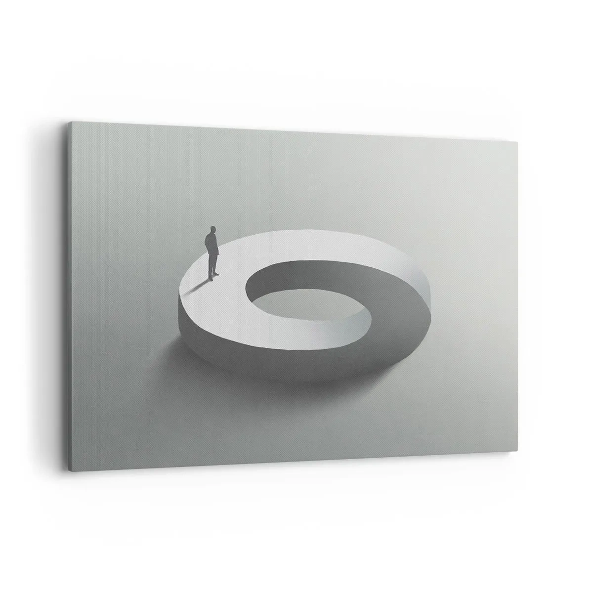 Cuadro sobre lienzo - Impresión de Imagen - Un hombre sobre una estructura gris y abstracta. - 120x80cm - Ser sabio no es una labor sencilla - Decoración de pared moderna para salón y dormitorio ARTTOR