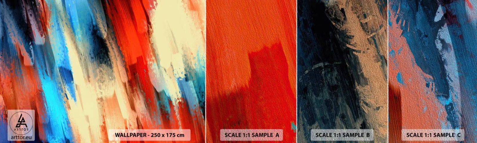 Muestra de fotomural Premium Sand - Una cascada de colores - Abstracción, Pedazo, Patrón moderno - 100x30 cm