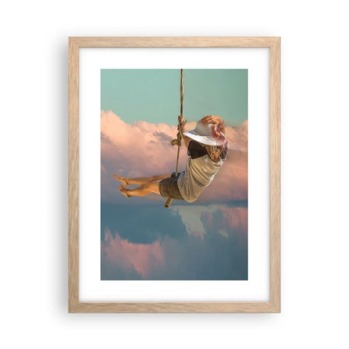Póster en marco roble claro - Jugando en las nubes - 30x40 cm