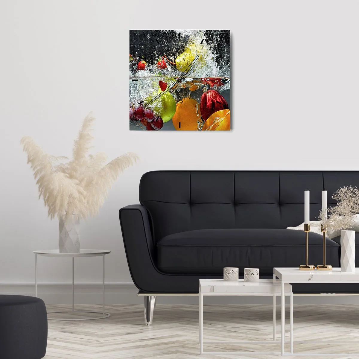 Reloj de pared - Reloj de vidrio - Refresco afrutado - 40x40 cm