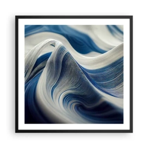 Póster en marco negro - Fluidez de azul y blanco - 60x60 cm