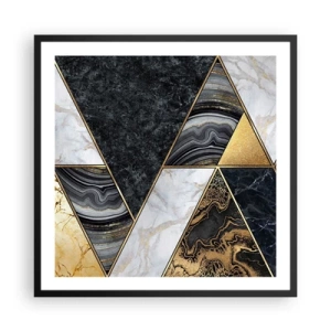 Póster en marco negro - Collage de piedras - 60x60 cm
