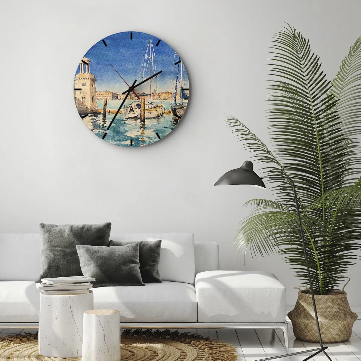 Reloj de pared - Reloj de vidrio - Laguna soleada - 40x40 cm