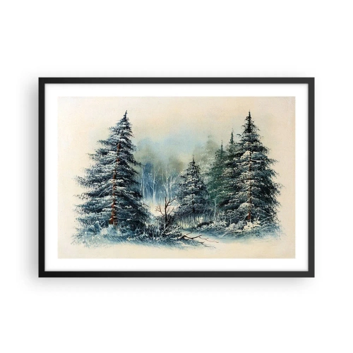 Póster en marco negro - Paisaje invernal con árboles cubiertos de nieve - 70x50cm - Preparados para la Navidad - Decoración de pared moderna para salón y dormitorio ARTTOR