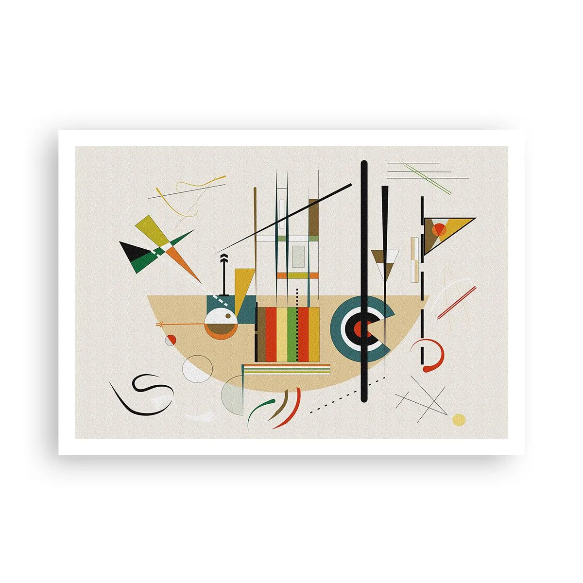 Póster - Abstracción colorida con formas geométricas. - 100x70cm - Y el mundo ríe - Decoración de pared moderna para salón y dormitorio ARTTOR