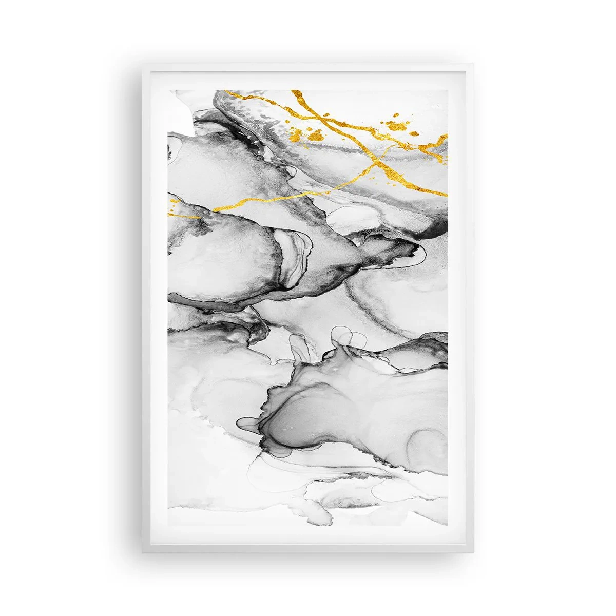 Póster en marco blanco - Composición con motivo de oro - 61x91 cm