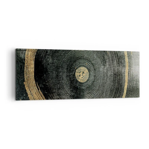 Cuadro sobre lienzo - Impresión de Imagen - Círculos concéntricos con acentos dorados. - 140x50cm - Cambio y perpetuidad - Decoración de pared moderna para salón y dormitorio ARTTOR