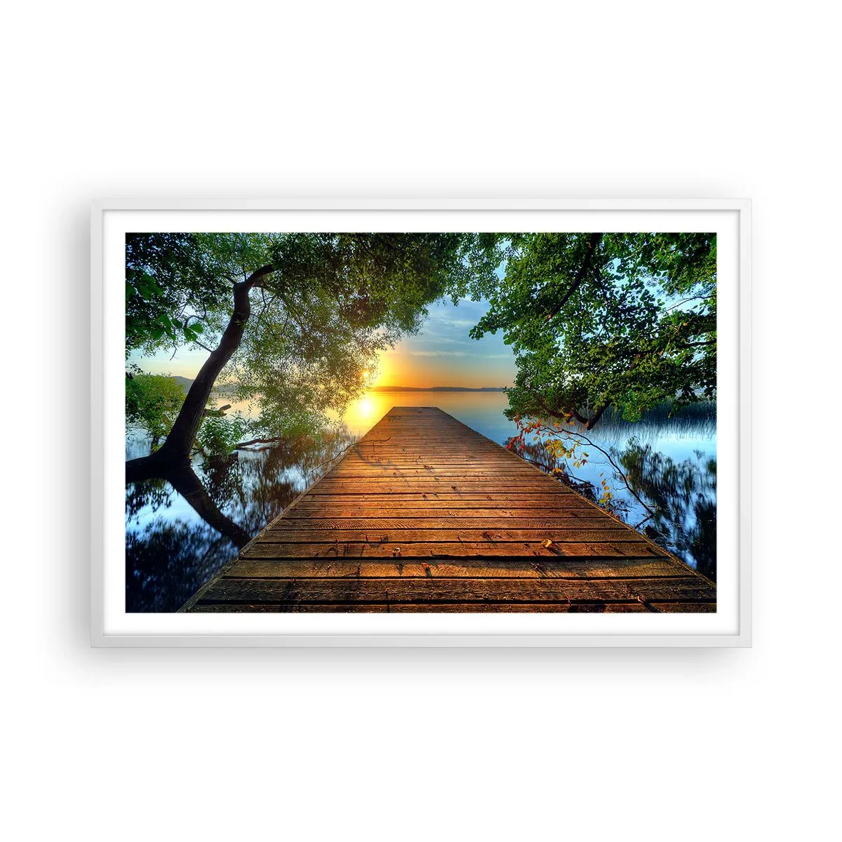 Póster en marco blanco - Tómate tu tiempo, siéntate - 91x61 cm