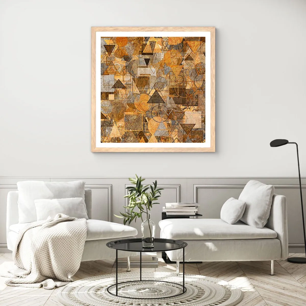 Póster en marco roble claro - El mundo en formas - 30x30 cm