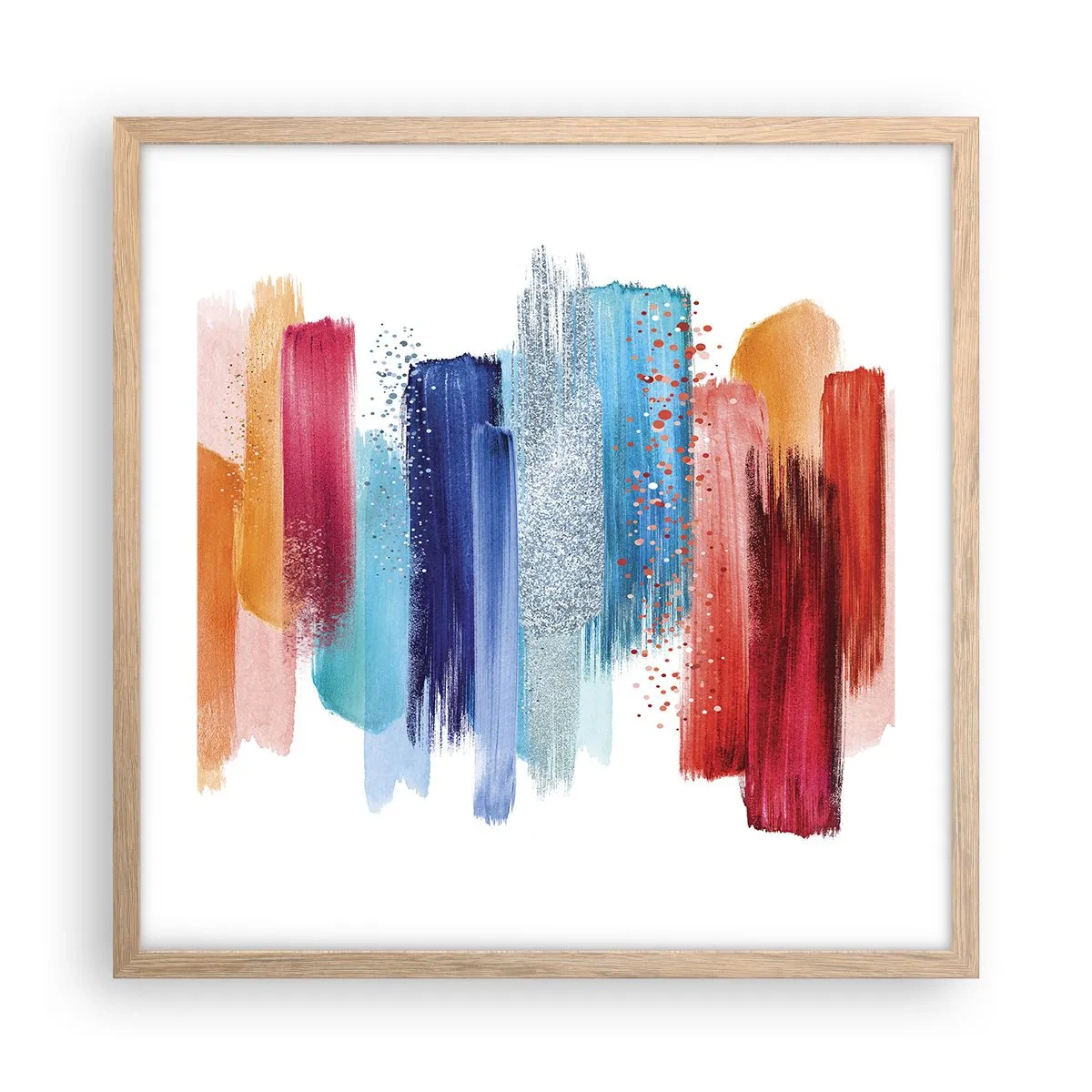 Póster en marco roble claro - Arriba y abajo - 50x50 cm