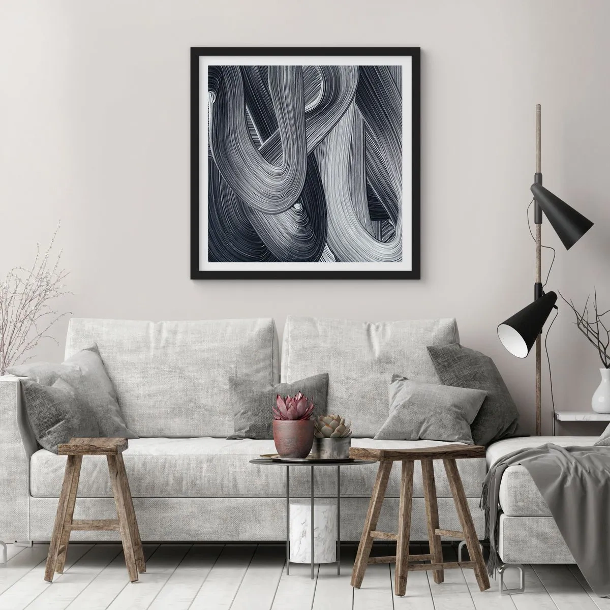 Póster en marco negro - La fluidez de la realidad - 30x30 cm