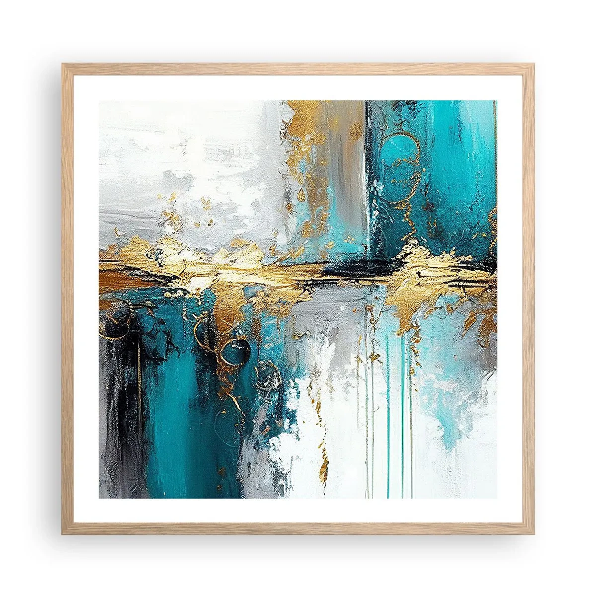 Póster en marco roble claro - Todo fluye - 60x60 cm