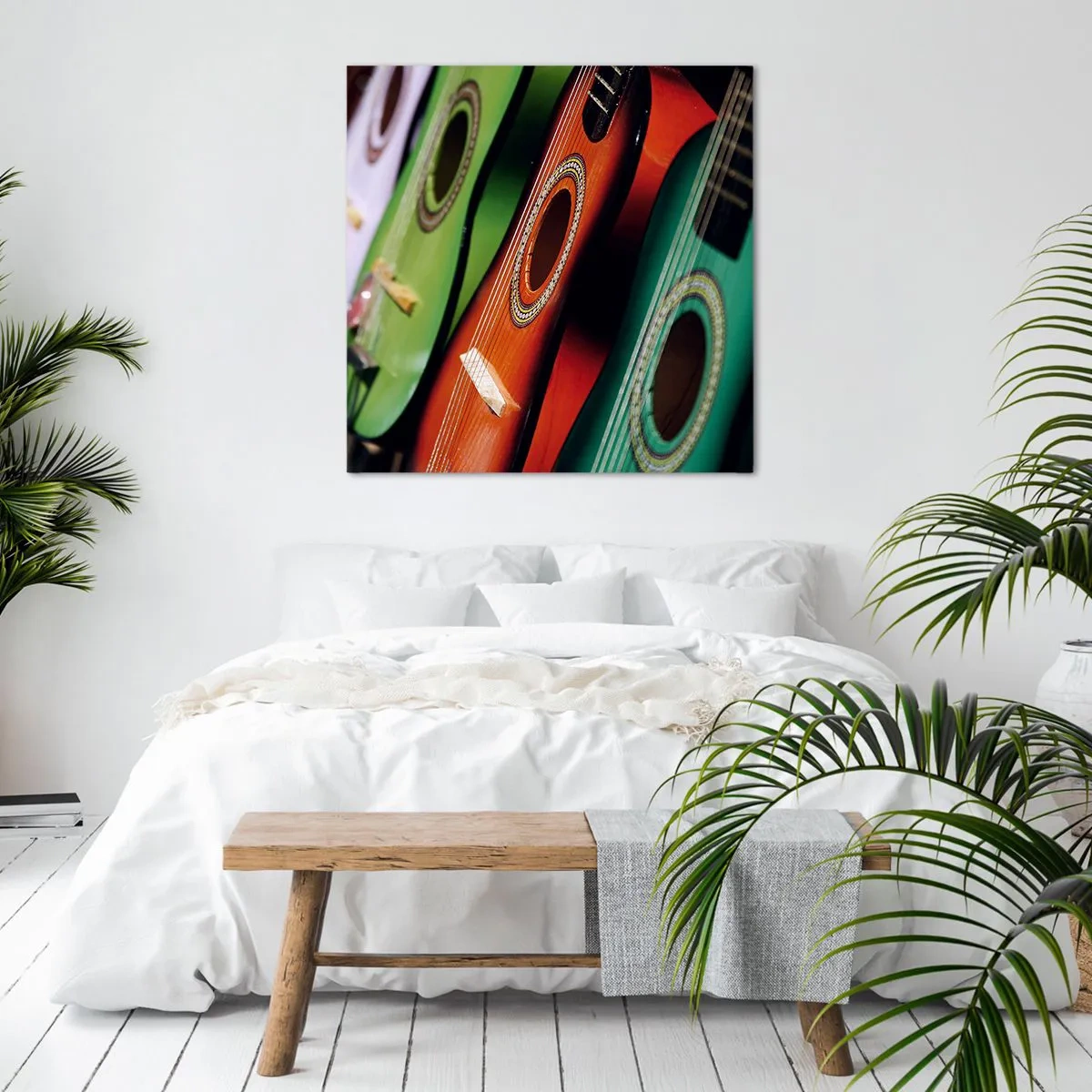 Cuadro sobre lienzo - Impresión de Imagen - La guitarra tiene muchos colores - 40x40 cm