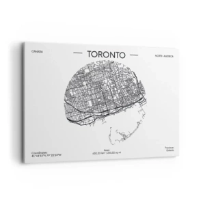 Cuadro sobre lienzo - Impresión de Imagen - Un mapa de Toronto en un estilo minimalista en blanco y negro - 100x70cm - Anatomía de Toronto - Decoración de pared moderna para salón y dormitorio ARTTOR