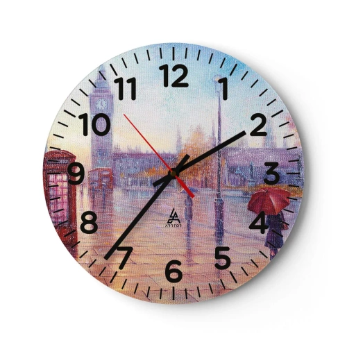 Reloj de pared - Reloj de vidrio - Un día de otoño en Londres - 30x30 cm