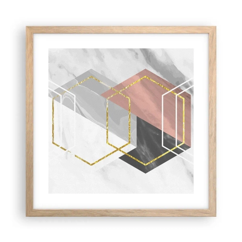 Póster en marco roble claro - Composición en cadena - 40x40 cm