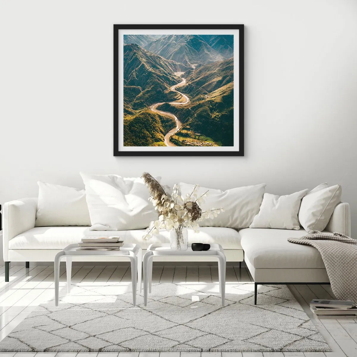 Póster en marco negro - Directamente desde el corazón de las montañas - 30x30 cm