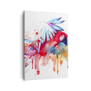 Cuadro sobre lienzo - Impresión de Imagen - Un loro en estilo artístico de acuarela. - 50x70cm - Loros coloridos - Decoración de pared moderna para salón y dormitorio ARTTOR