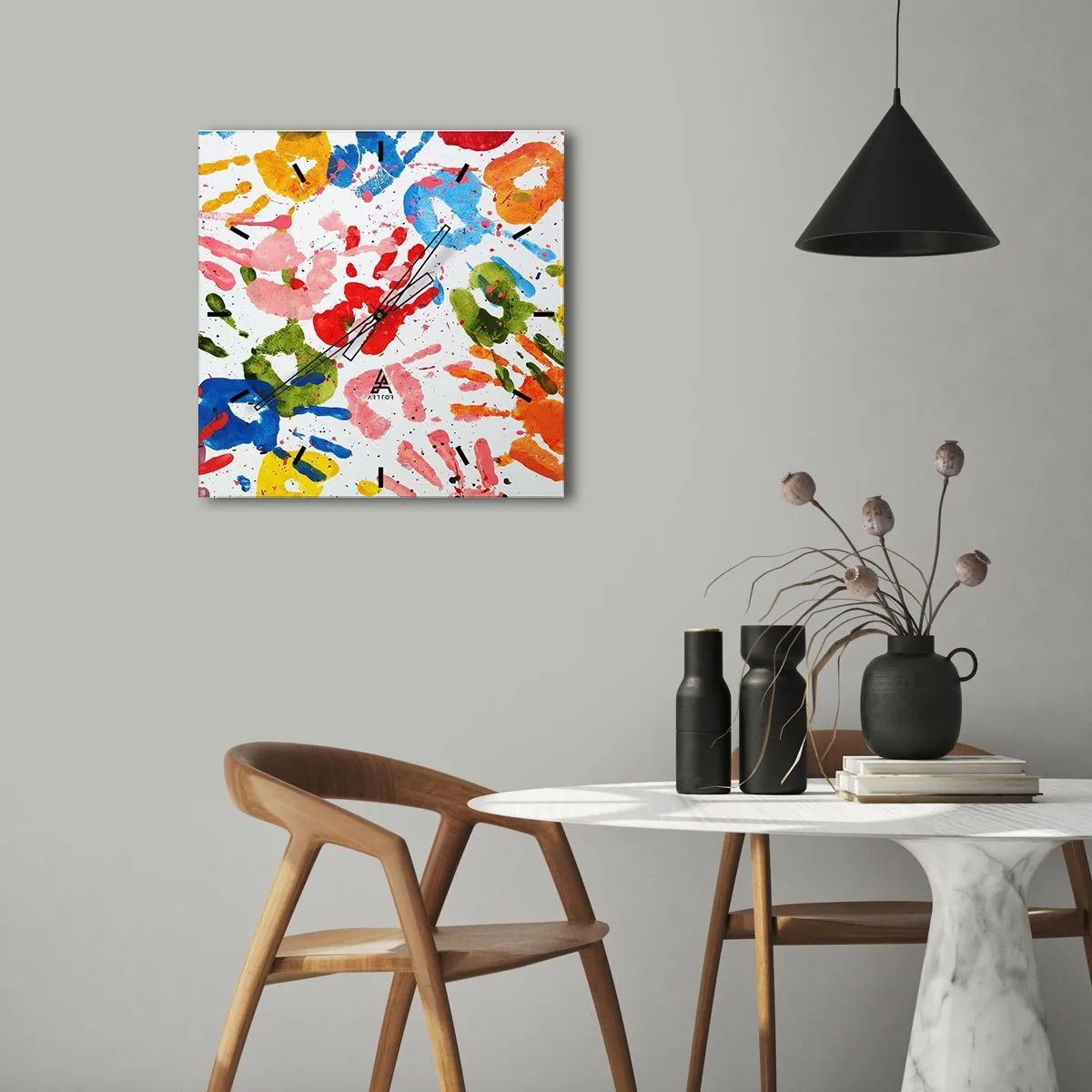 Reloj de pared - Reloj de vidrio - Juego de manos - 40x40 cm