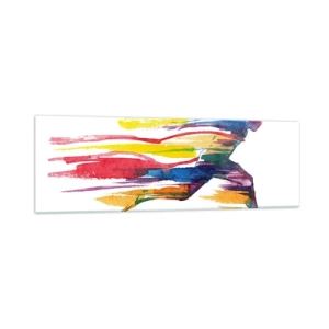 Cuadro sobre vidrio - Impresiones sobre Vidrio - Un corredor en colores abstractos que simboliza dinamismo y energía. - 160x50cm - Corre a través del arco iris - Decoración de pared moderna para salón y dormitorio ARTTOR