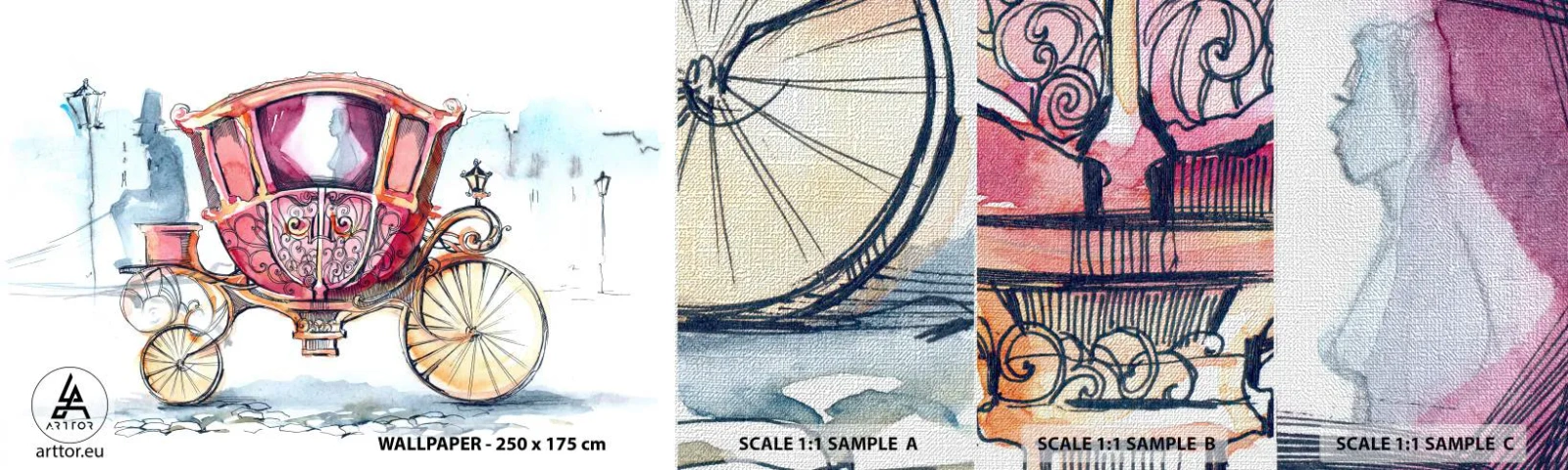 Muestra de fotomural Premium Canvas - ¿A la boda o al baile? - Para niños, Carro, Viaje - 100x30 cm