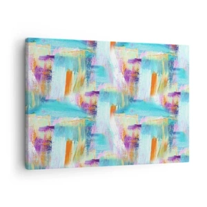 Cuadro sobre lienzo - Impresión de Imagen - Abstracción colorida con pinceladas dinámicas. - 70x50cm - Un alegre traductor de garabatos - Decoración de pared moderna para salón y dormitorio ARTTOR