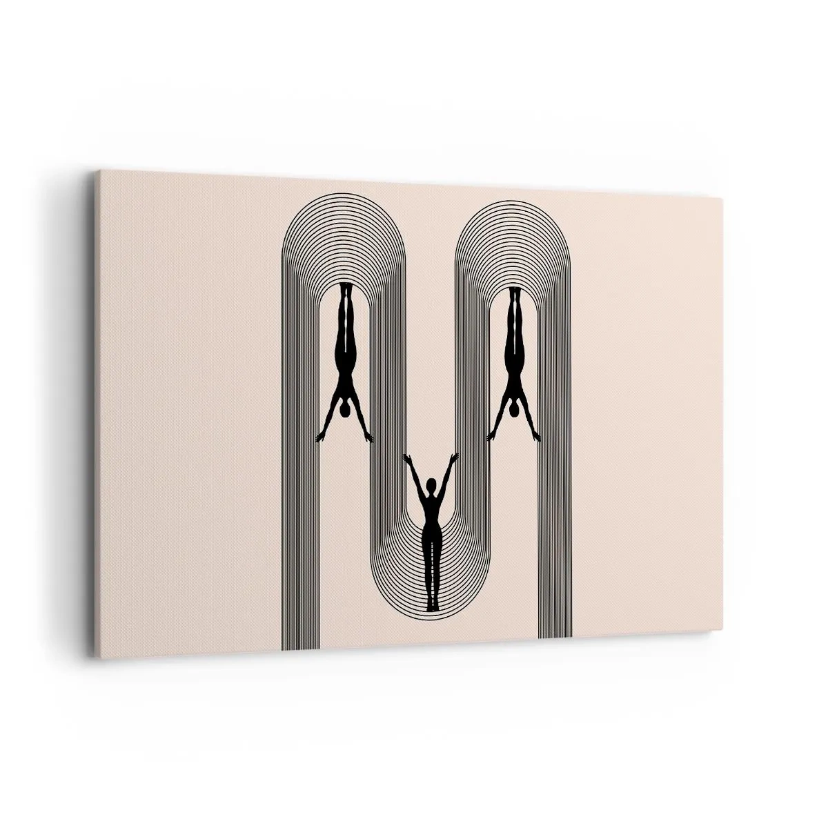 Cuadro sobre lienzo - Impresión de Imagen - Siluetas geométricas sobre un fondo beige - 120x80cm - Al revés, o no - Decoración de pared moderna para salón y dormitorio ARTTOR