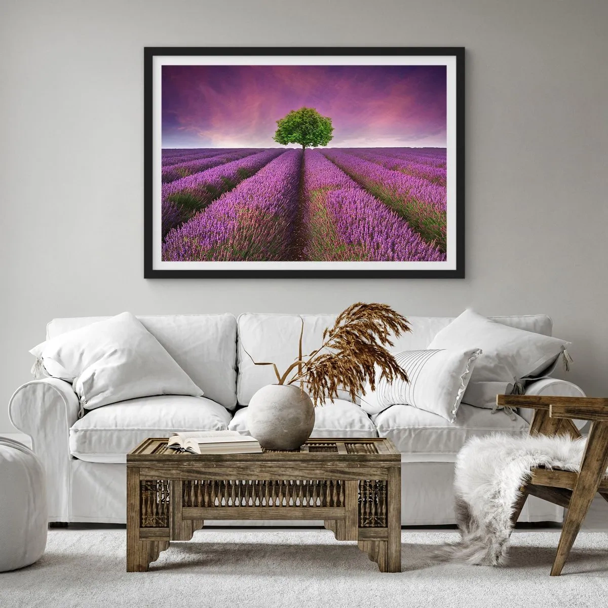 Póster en marco negro - En los campos de lavanda - 40x30 cm