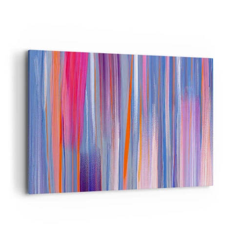 Cuadro sobre lienzo - Impresión de Imagen - Líneas verticales abstractas en tonos azul y rosa. - 100x70cm - Ascensión - Decoración de pared moderna para salón y dormitorio ARTTOR