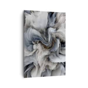 Cuadro sobre lienzo - Impresión de Imagen - Remolino abstracto en tonos de gris y azul. - 70x100cm - Piedra y flor - Decoración de pared moderna para salón y dormitorio ARTTOR