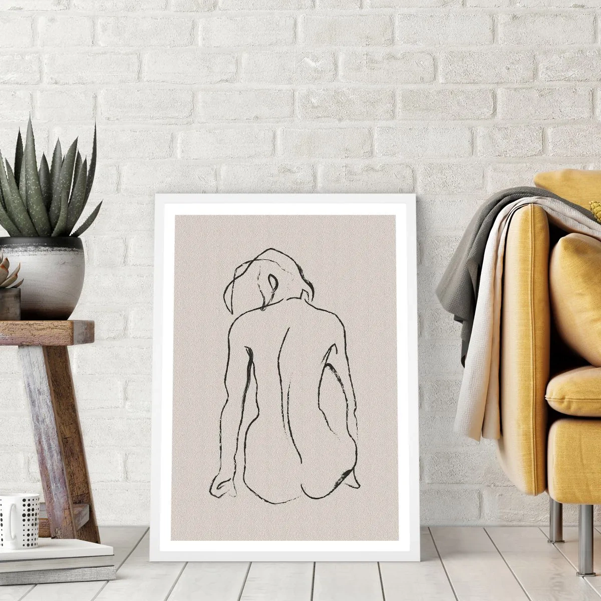 Póster en marco blanco - Esbozos de una espalada - 40x50 cm