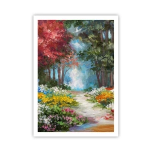 Póster - Jardín forestal, bosque floral - 70x100 cm