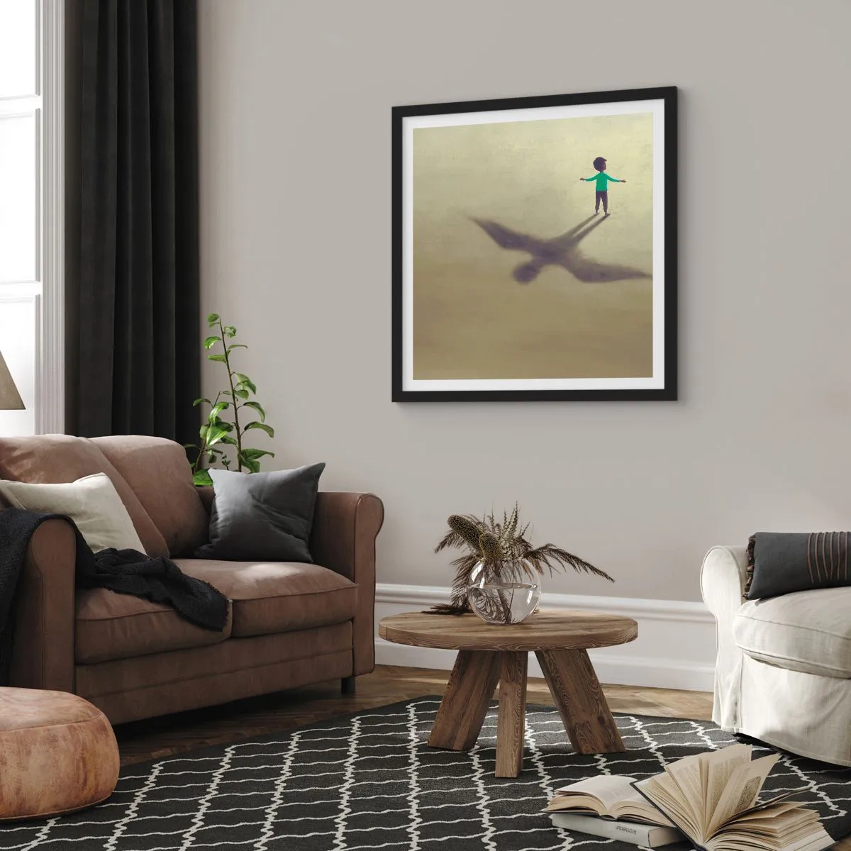 Póster en marco negro - Héroe del futuro - 60x60 cm