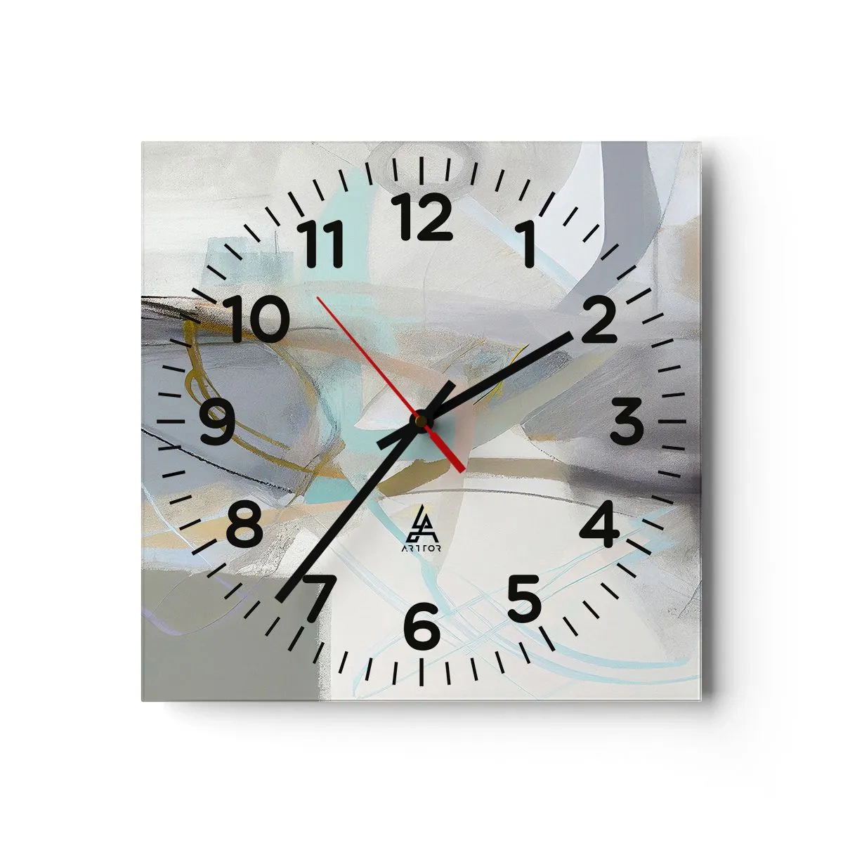 Reloj de pared - Reloj de vidrio - Abstracción brumosa - 30x30 cm