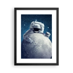 Póster en marco negro - Bromista espacial - 30x40 cm