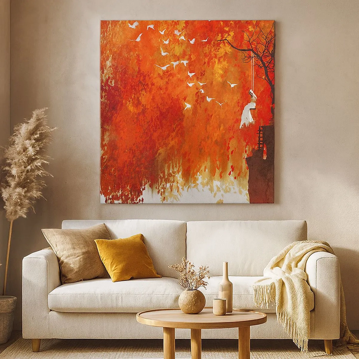 Cuadro sobre lienzo - Impresión de Imagen - ¿Volará con ellos? - 30x30 cm