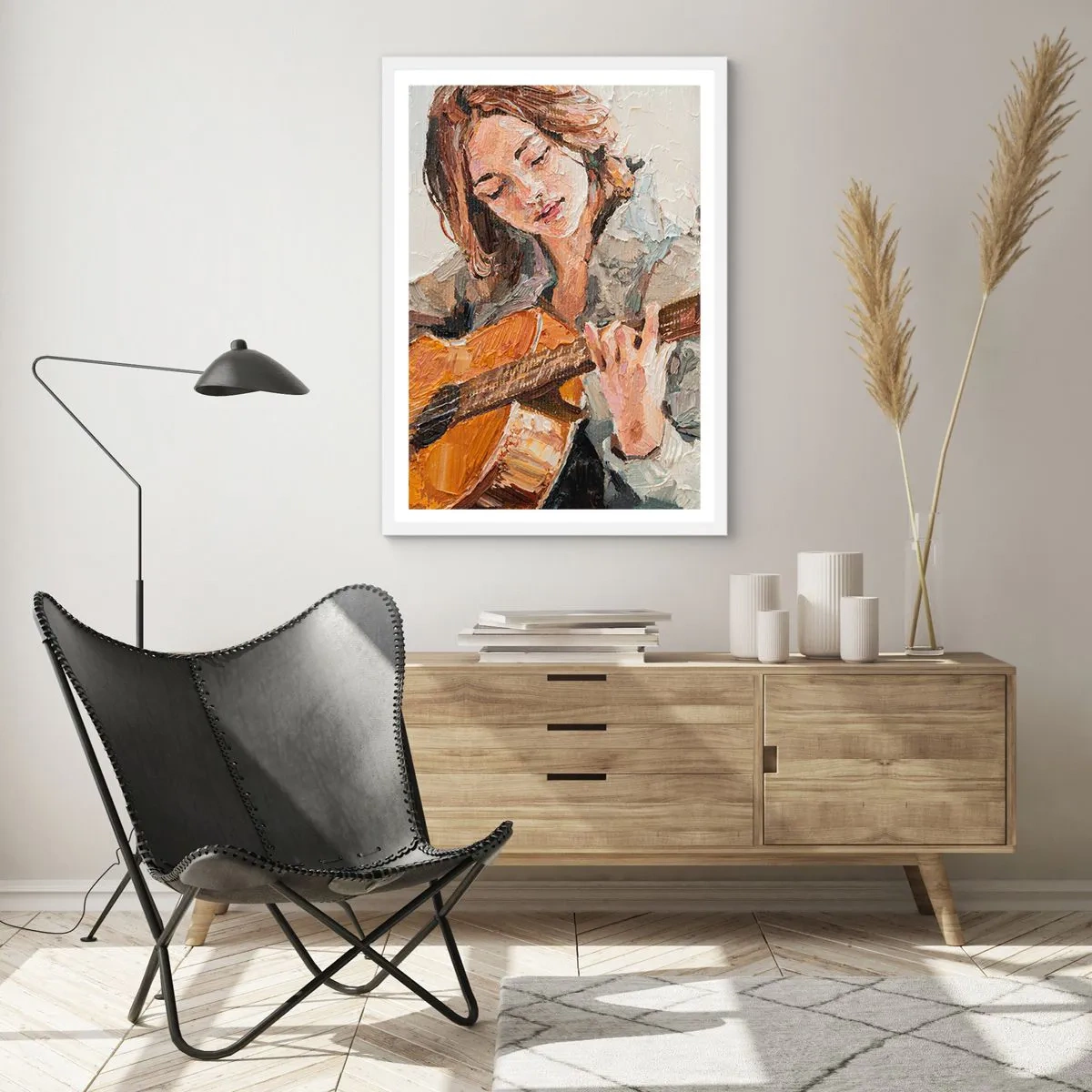 Póster en marco blanco - Concierto de guitarra y corazón joven - 61x91 cm