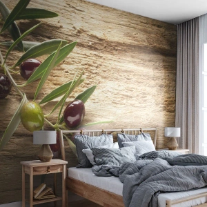 Fotomural Premium Canvas - Directamente de la naturaleza - Rama de olivo, Naturaleza, Aceitunas - 400x280 cm