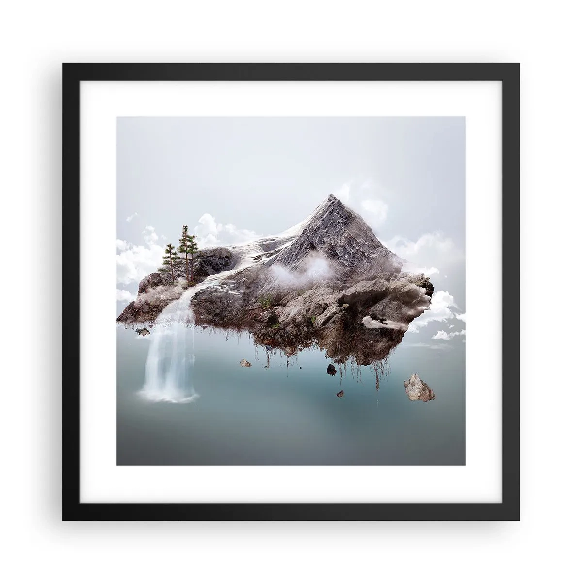 Póster en marco negro - Isla surrealista - 40x40 cm