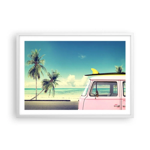 Póster en marco blanco - Comienzan las vacaciones - 70x50 cm