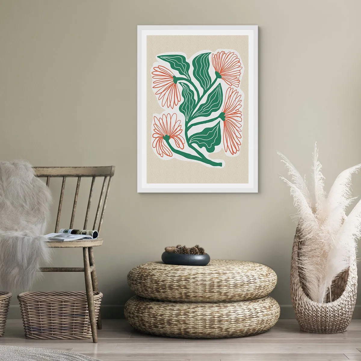 Póster en marco blanco - Folclórico y moderno - 61x91 cm