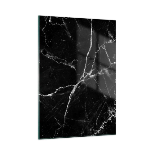 Cuadro sobre vidrio - Impresiones sobre Vidrio - Superficie de mármol negro con vetas claras. - 50x70cm - La vida secreta de la piedra - Decoración de pared moderna para salón y dormitorio ARTTOR