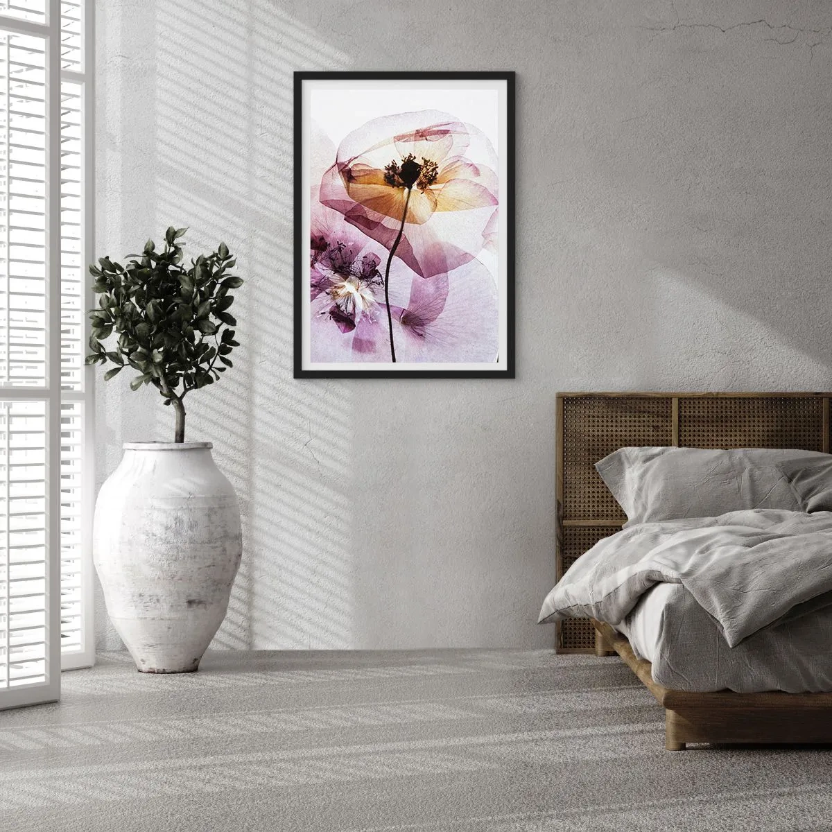 Póster en marco negro - Flores transparentes en tonos pastel - 50x70cm - Cuerpo de flor - Decoración de pared moderna para salón y dormitorio ARTTOR