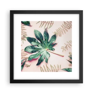 Póster en marco negro - Estudio de vegetación sobre fondo rosa - 30x30 cm