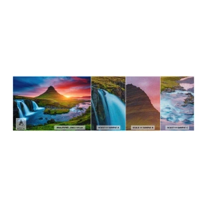 Muestra de fotomural Premium Canvas - Islandia - fuego y agua - Paisaje, Islandia, Kirkjufellsfoss - 100x30 cm