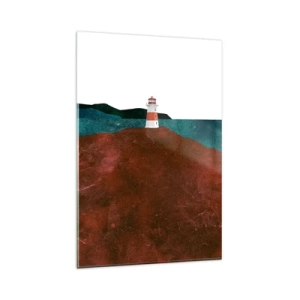 Cuadro sobre vidrio - Impresiones sobre Vidrio - Un faro con las montañas y el mar como telón de fondo - 80x120cm - Mirando al mar - Decoración de pared moderna para salón y dormitorio ARTTOR