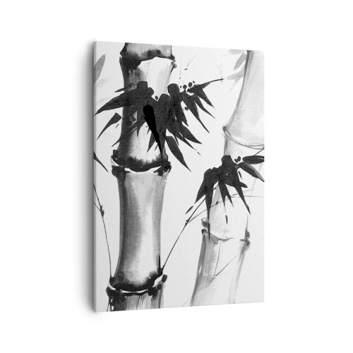 Cuadro sobre lienzo - Impresión de Imagen - Bambú de acuarela de estilo japonés sobre un fondo blanco. - 50x70cm - Primer plano de Oriente - Decoración de pared moderna para salón y dormitorio ARTTOR