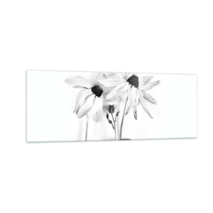Cuadro sobre vidrio - Impresiones sobre Vidrio - Flores en blanco y negro con una composición sutil. - 140x50cm - Nadie quiere estar solo - Decoración de pared moderna para salón y dormitorio ARTTOR