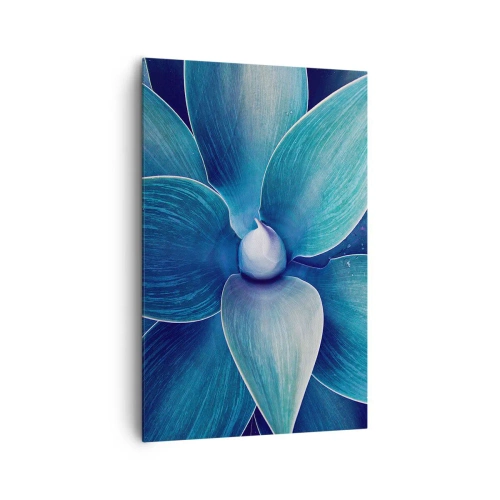 Cuadro sobre lienzo - Impresión de Imagen - Primer plano de una flor abstracta en tonos azules. - 80x120cm - Azul del cielo - Decoración de pared moderna para salón y dormitorio ARTTOR